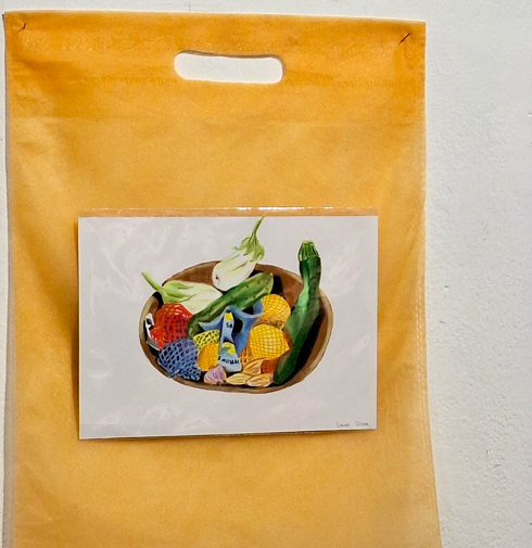 14,8x21 cm - Pastel à la cire - signé / 150 euros (vendu avec sac)