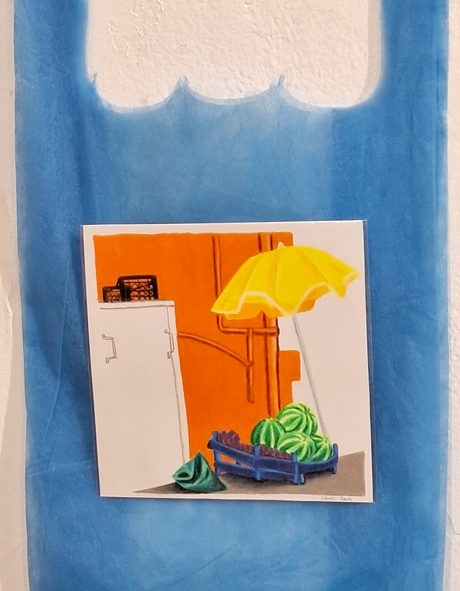 15x15 cm - Pastel à la cire - signé / 80 euros (vendu avec sac)